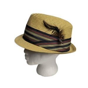 Panama Straw Hat With Ribbon Feathers OS
